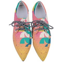 Abstract Geometric Bauhaus Polka Dots Retro Memphis Art Pointed Oxford Shoes