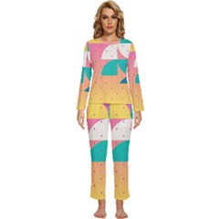 Abstract Geometric Bauhaus Polka Dots Retro Memphis Art Womens  Long Sleeve Lightweight Pajamas Set by Maspions
