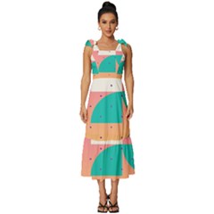 Abstract Geometric Bauhaus Polka Dots Retro Memphis Art Tie-strap Tiered Midi Chiffon Dress