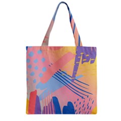 Abstract Lines Dots Pattern Purple Pink Blue Zipper Grocery Tote Bag