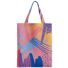 Abstract Lines Dots Pattern Purple Pink Blue Zipper Classic Tote Bag