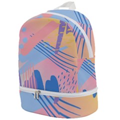 Abstract Lines Dots Pattern Purple Pink Blue Zip Bottom Backpack