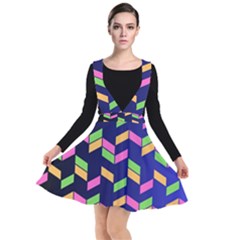 Background Pattern Geometric Pink Yellow Green Plunge Pinafore Dress