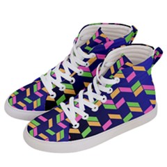 Background Pattern Geometric Pink Yellow Green Men s Hi-top Skate Sneakers