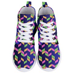 Background Pattern Geometric Pink Yellow Green Women s Lightweight High Top Sneakers