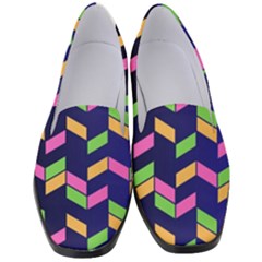 Background Pattern Geometric Pink Yellow Green Women s Classic Loafer Heels