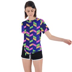 Background Pattern Geometric Pink Yellow Green Asymmetrical Short Sleeve Sports T-shirt