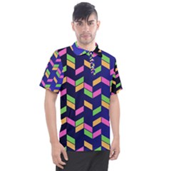 Background Pattern Geometric Pink Yellow Green Men s Polo T-shirt