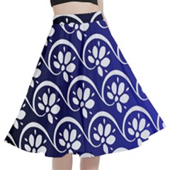 Pattern Floral Flowers Leaves Botanical A-line Full Circle Midi Skirt With Pocket
