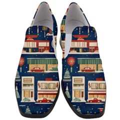 Cars Snow City Landscape Vintage Old Time Retro Pattern Women Slip On Heel Loafers by Maspions