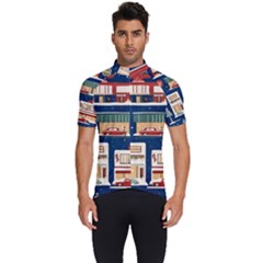 Cars Snow City Landscape Vintage Old Time Retro Pattern Men s Short Sleeve Cycling Jersey by Maspions
