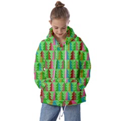 Trees Pattern Retro Pink Red Yellow Holidays Advent Christmas Kids  Oversized Hoodie by Maspions
