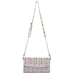 Pattern Flowers Leaves Green Purple Pink Mini Crossbody Handbag