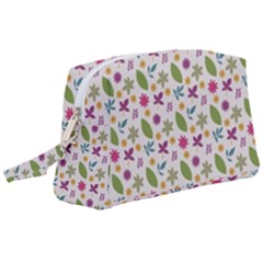 Pattern Flowers Leaves Green Purple Pink Wristlet Pouch Bag (large) by Maspions