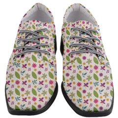 Pattern Flowers Leaves Green Purple Pink Women Heeled Oxford Shoes