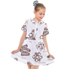 Pasta Mie Spageti Rigatoni Lasagna Kids  Short Sleeve Shirt Dress by Askadina