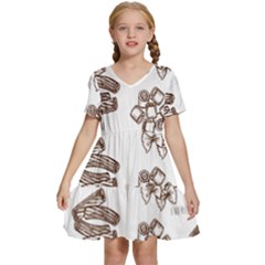 Pasta Mie Spageti Rigatoni Lasagna Kids  Short Sleeve Tiered Mini Dress by Askadina