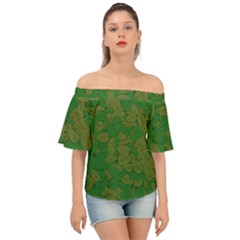 Vectors Leaves Background Plant Off Shoulder Short Sleeve Top by Askadina