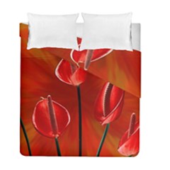 Flowers Red Duvet Cover Double Side (full/ Double Size) by Askadina