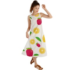 Strawberry Lemons Fruit Summer Maxi Dress by Askadina
