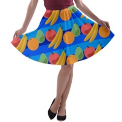 Fruit Texture Wave Fruits A-line Skater Skirt by Askadina