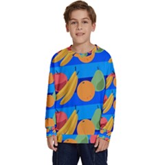 Fruit Texture Wave Fruits Kids  Crewneck Sweatshirt by Askadina