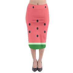 Watermelon Melon Fruit Healthy Food Meal Breakfast Lunch Juice Lemonade Summer Midi Pencil Skirt by Maspions