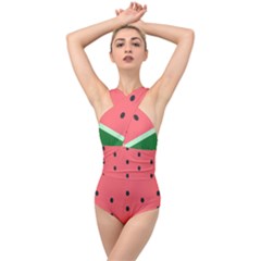 Watermelon Melon Fruit Healthy Food Meal Breakfast Lunch Juice Lemonade Summer Cross Front Low Back Swimsuit by Maspions