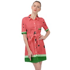 Watermelon Melon Fruit Healthy Food Meal Breakfast Lunch Juice Lemonade Summer Belted Shirt Dress