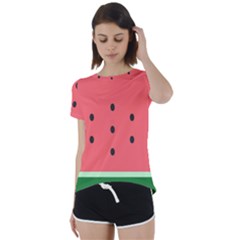 Watermelon Melon Fruit Healthy Food Meal Breakfast Lunch Juice Lemonade Summer Short Sleeve Open Back T-shirt by Maspions