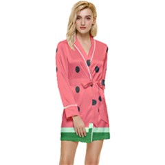 Watermelon Melon Fruit Healthy Food Meal Breakfast Lunch Juice Lemonade Summer Long Sleeve Satin Robe