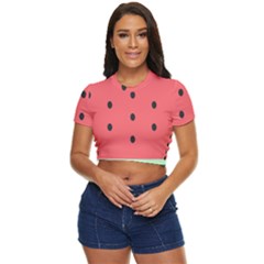 Watermelon Melon Fruit Healthy Food Meal Breakfast Lunch Juice Lemonade Summer Side Button Cropped T-shirt by Maspions