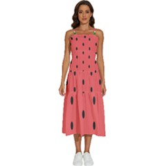 Watermelon Melon Fruit Healthy Food Meal Breakfast Lunch Juice Lemonade Summer Sleeveless Shoulder Straps Boho Dress by Maspions