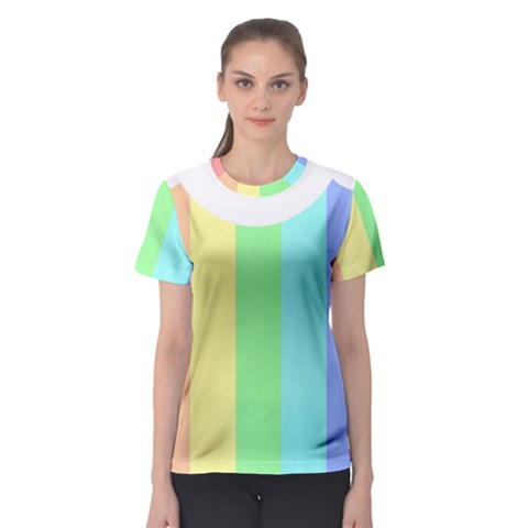 Rainbow Cloud Background Pastel Template Multi Coloured Abstract Women s Sport Mesh T-shirt by Maspions