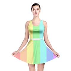 Rainbow Cloud Background Pastel Template Multi Coloured Abstract Reversible Skater Dress