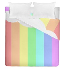 Rainbow Cloud Background Pastel Template Multi Coloured Abstract Duvet Cover Double Side (queen Size)