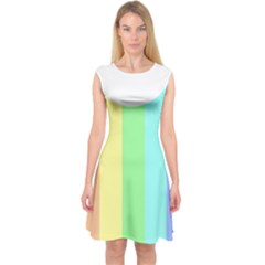 Rainbow Cloud Background Pastel Template Multi Coloured Abstract Capsleeve Midi Dress by Maspions