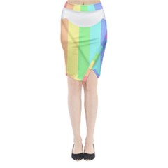 Rainbow Cloud Background Pastel Template Multi Coloured Abstract Midi Wrap Pencil Skirt