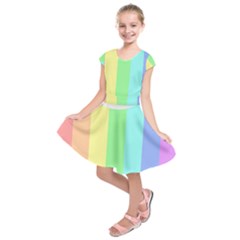 Rainbow Cloud Background Pastel Template Multi Coloured Abstract Kids  Short Sleeve Dress by Maspions