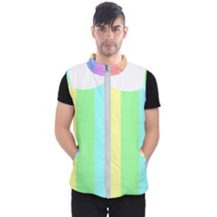 Rainbow Cloud Background Pastel Template Multi Coloured Abstract Men s Puffer Vest by Maspions