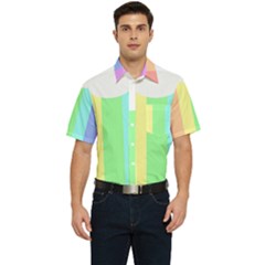 Rainbow Cloud Background Pastel Template Multi Coloured Abstract Men s Short Sleeve Pocket Shirt  by Maspions