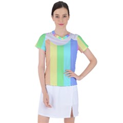 Rainbow Cloud Background Pastel Template Multi Coloured Abstract Women s Sports Top