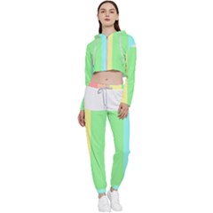 Rainbow Cloud Background Pastel Template Multi Coloured Abstract Cropped Zip Up Lounge Set