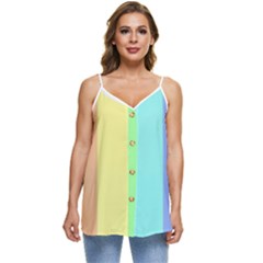 Rainbow Cloud Background Pastel Template Multi Coloured Abstract Casual Spaghetti Strap Chiffon Top