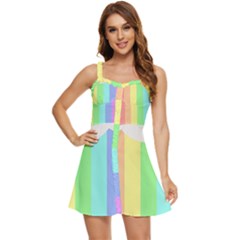 Rainbow Cloud Background Pastel Template Multi Coloured Abstract Ruffle Edge Bra Cup Chiffon Mini Dress