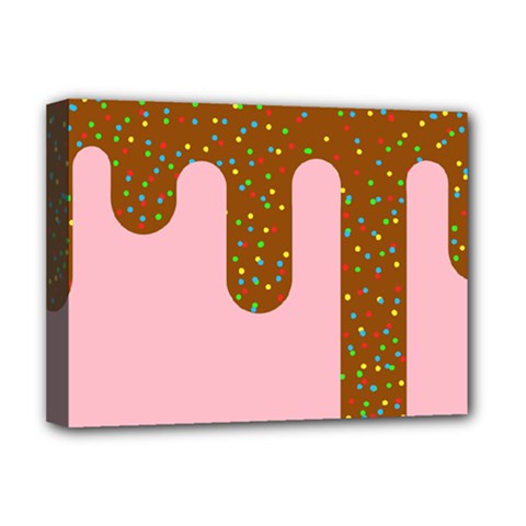 Ice Cream Dessert Food Cake Chocolate Sprinkles Sweet Colorful Drip Sauce Cute Deluxe Canvas 16  X 12  (stretched) 