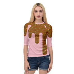 Ice Cream Dessert Food Cake Chocolate Sprinkles Sweet Colorful Drip Sauce Cute Quarter Sleeve Raglan T-shirt