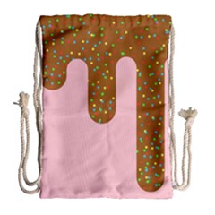 Ice Cream Dessert Food Cake Chocolate Sprinkles Sweet Colorful Drip Sauce Cute Drawstring Bag (large) by Maspions