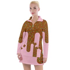 Ice Cream Dessert Food Cake Chocolate Sprinkles Sweet Colorful Drip Sauce Cute Women s Long Sleeve Casual Dress