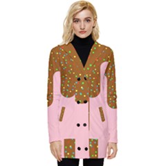 Ice Cream Dessert Food Cake Chocolate Sprinkles Sweet Colorful Drip Sauce Cute Button Up Hooded Coat  by Maspions